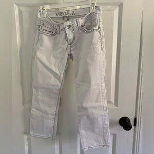 White and grey capris
